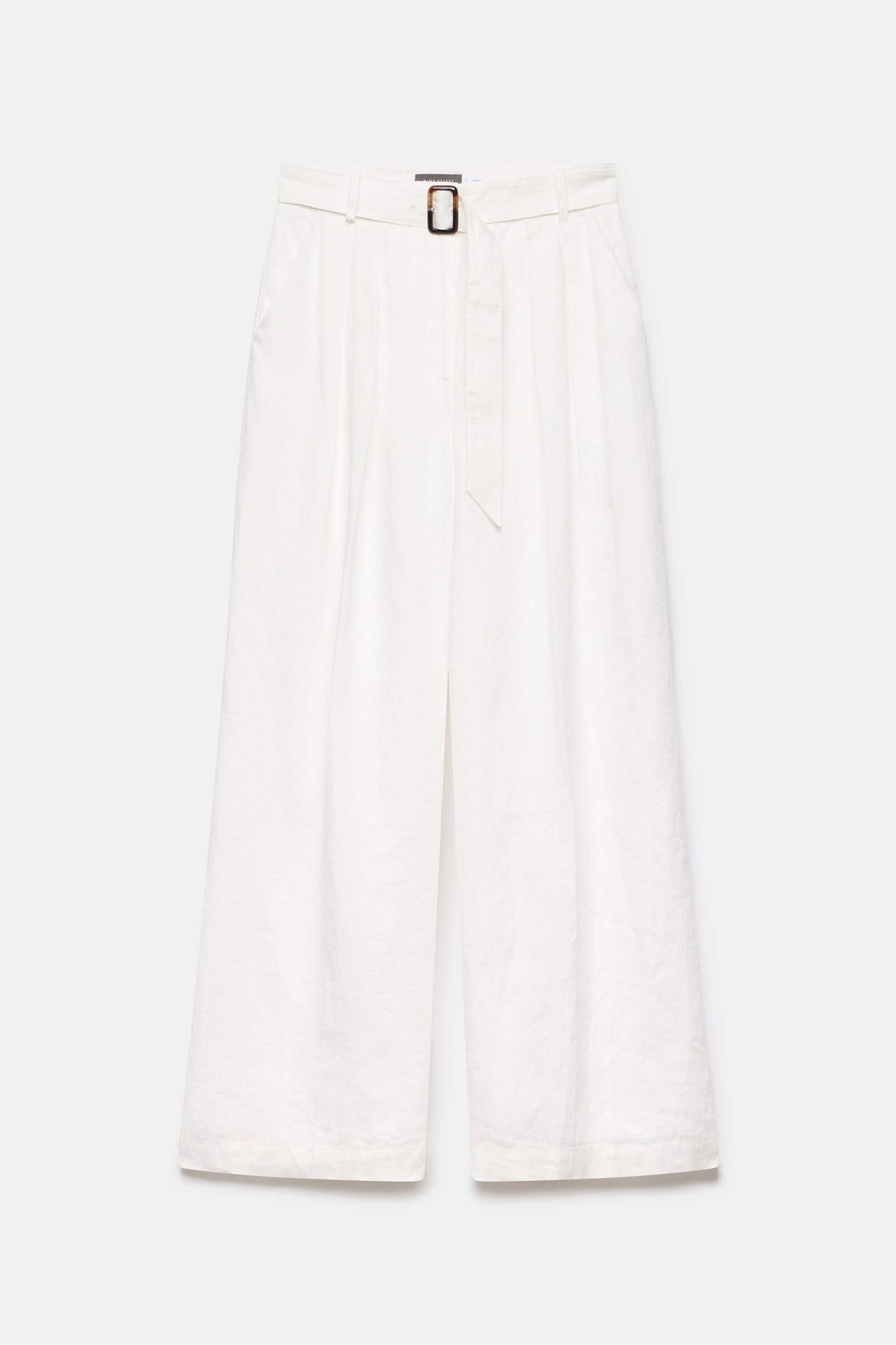 Mint Velvet White Linen Belt Wide Trousers - Image 3 of 4