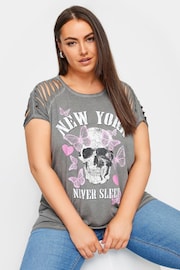 Yours Curve Grey Skull Print Top - Image 1 of 5