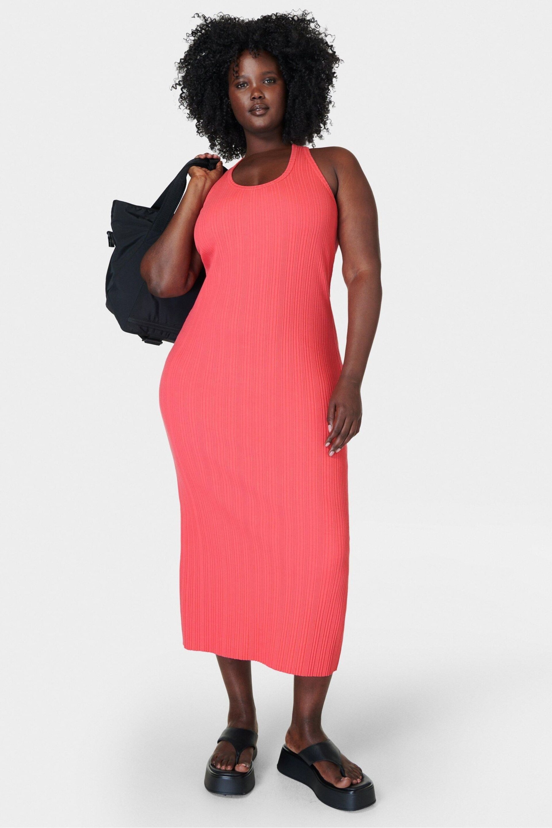 Sweaty Betty Coral Pink Resort Rib Tank Dress - Image 1 of 6