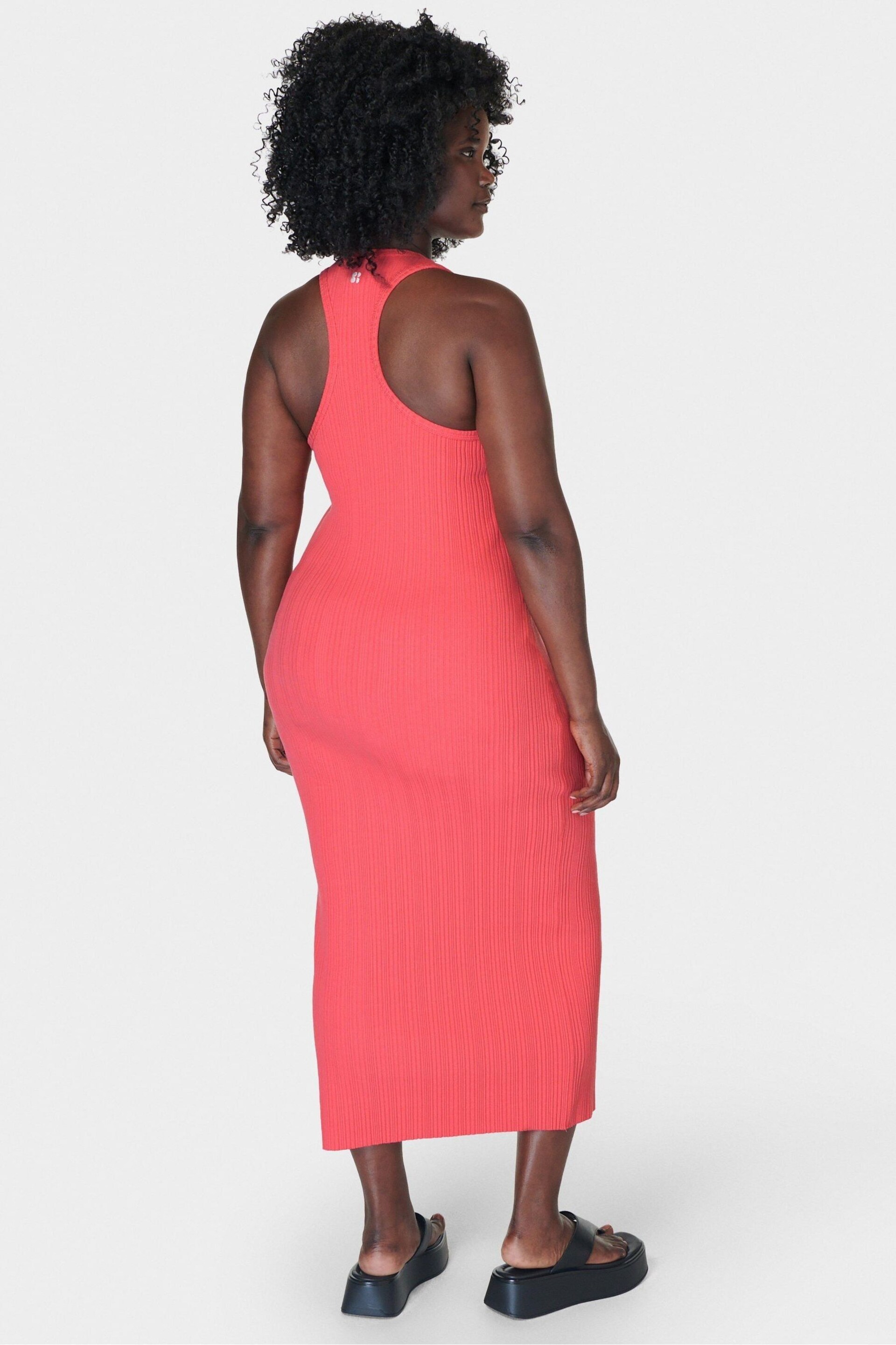 Sweaty Betty Coral Pink Resort Rib Tank Dress - Image 2 of 6