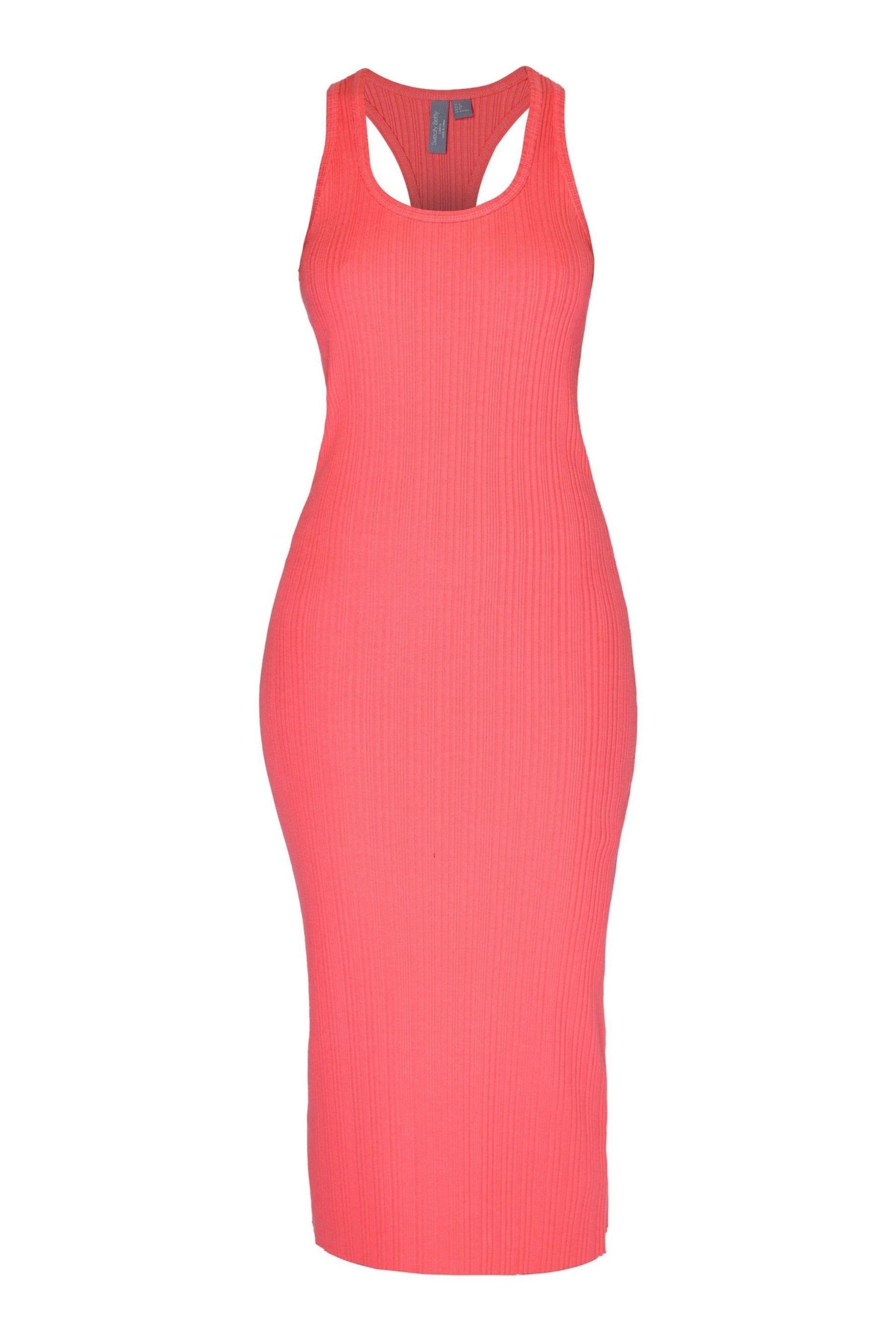 Sweaty Betty Coral Pink Resort Rib Tank Dress - Image 6 of 6