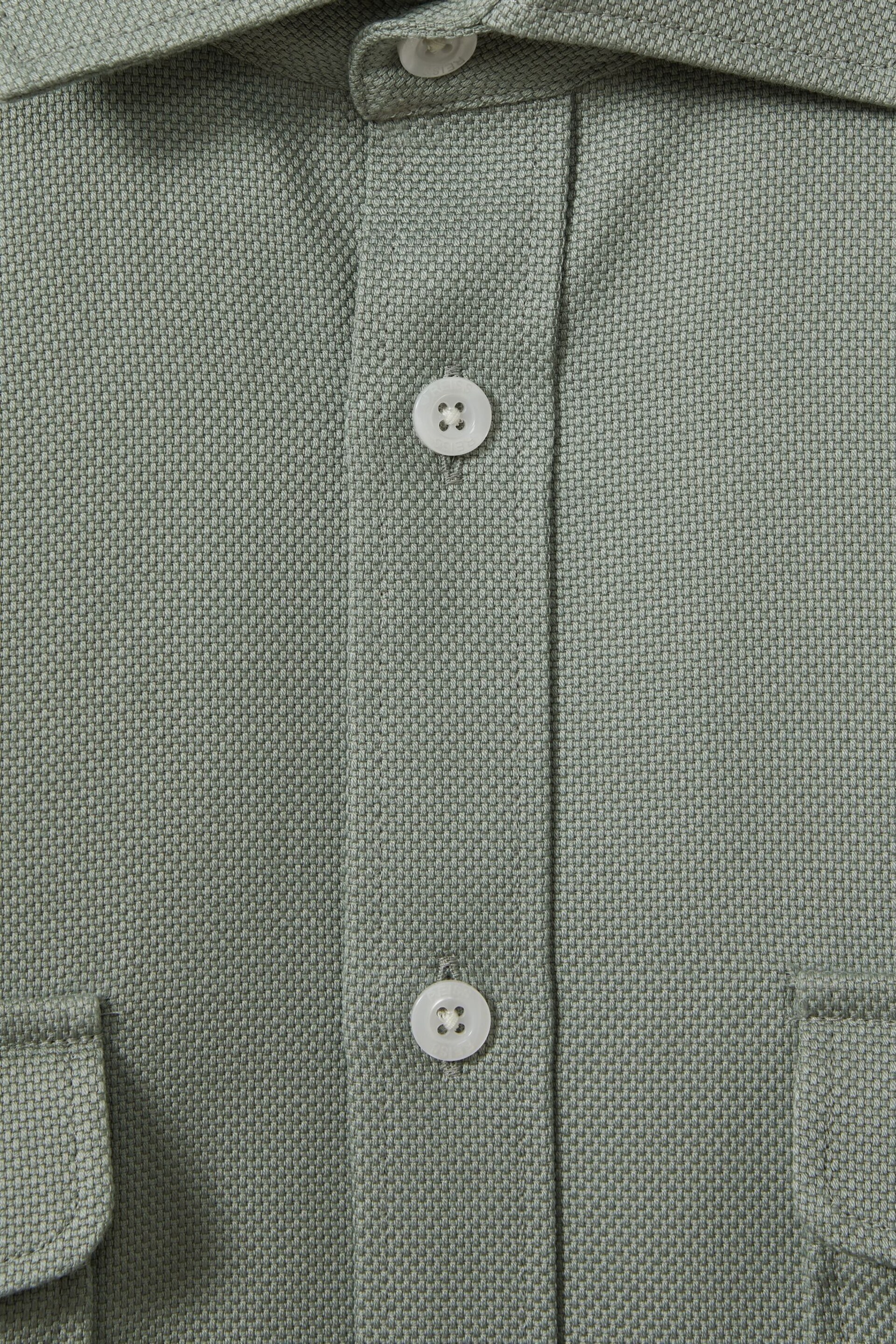Reiss Sage Green Arlo Cotton Canvas Overshirt - Image 6 of 6