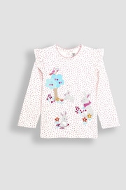 JoJo Maman Bébé Pink Bunny & Butterfly Frill Long Sleeve Appliqué Top - Image 1 of 3