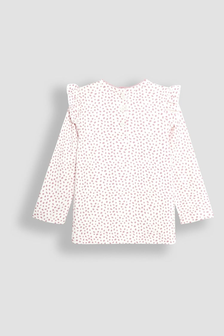 JoJo Maman Bébé Pink Bunny & Butterfly Frill Long Sleeve Appliqué Top - Image 2 of 3