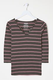 FatFace Porter Grey Organic Cotton Stripe T-Shirt - Image 5 of 5