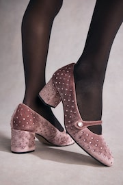 Pink Standard Fit Tabitha Simmons Emily Leather Mary Jane Block Heels - Image 5 of 13