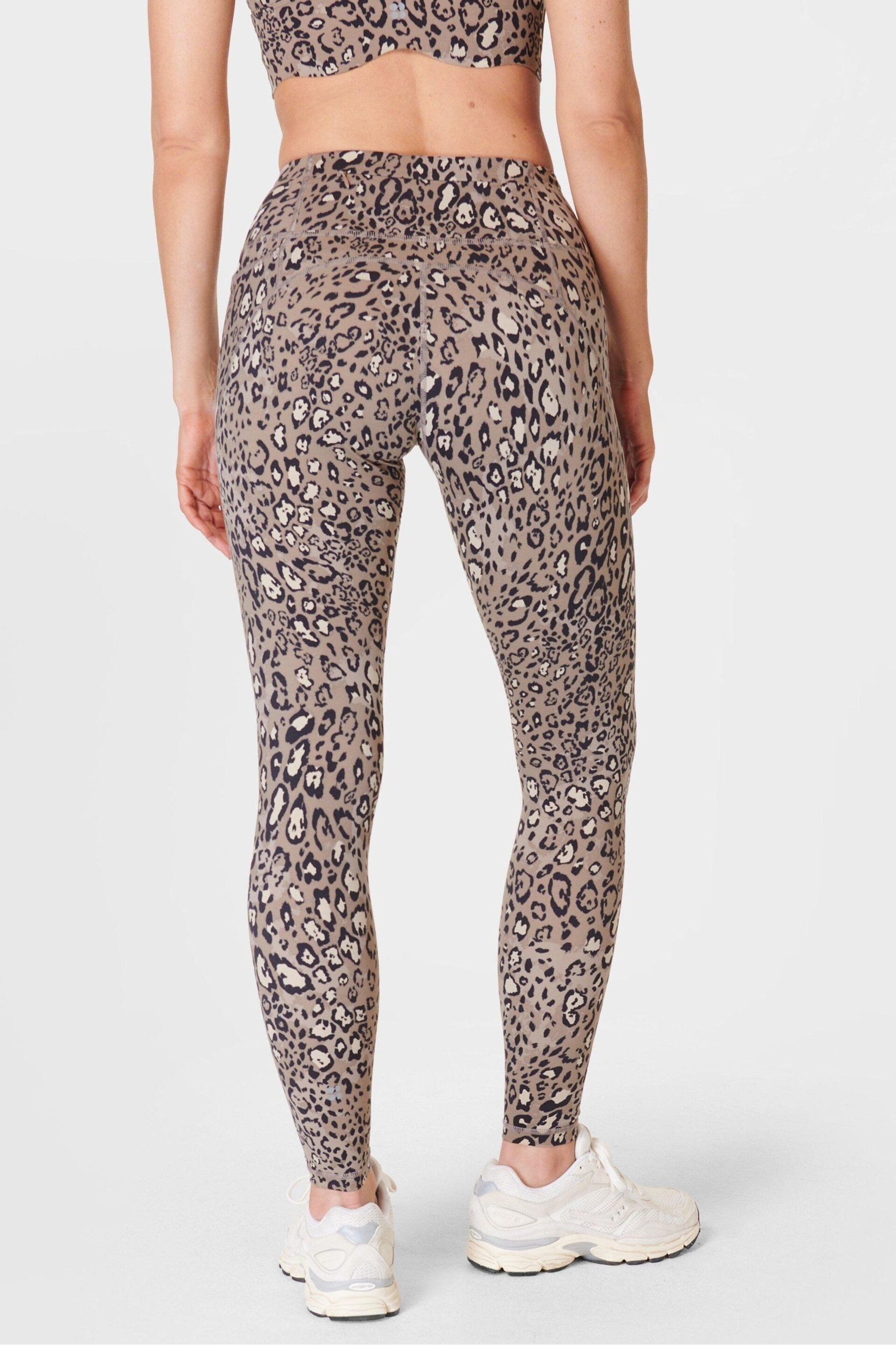 Sweaty Betty Brown Luxe Leopard Print Full Length Power Workout Leggings - Image 2 of 9