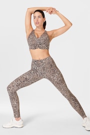 Sweaty Betty Brown Luxe Leopard Print Full Length Power Workout Leggings - Image 4 of 9