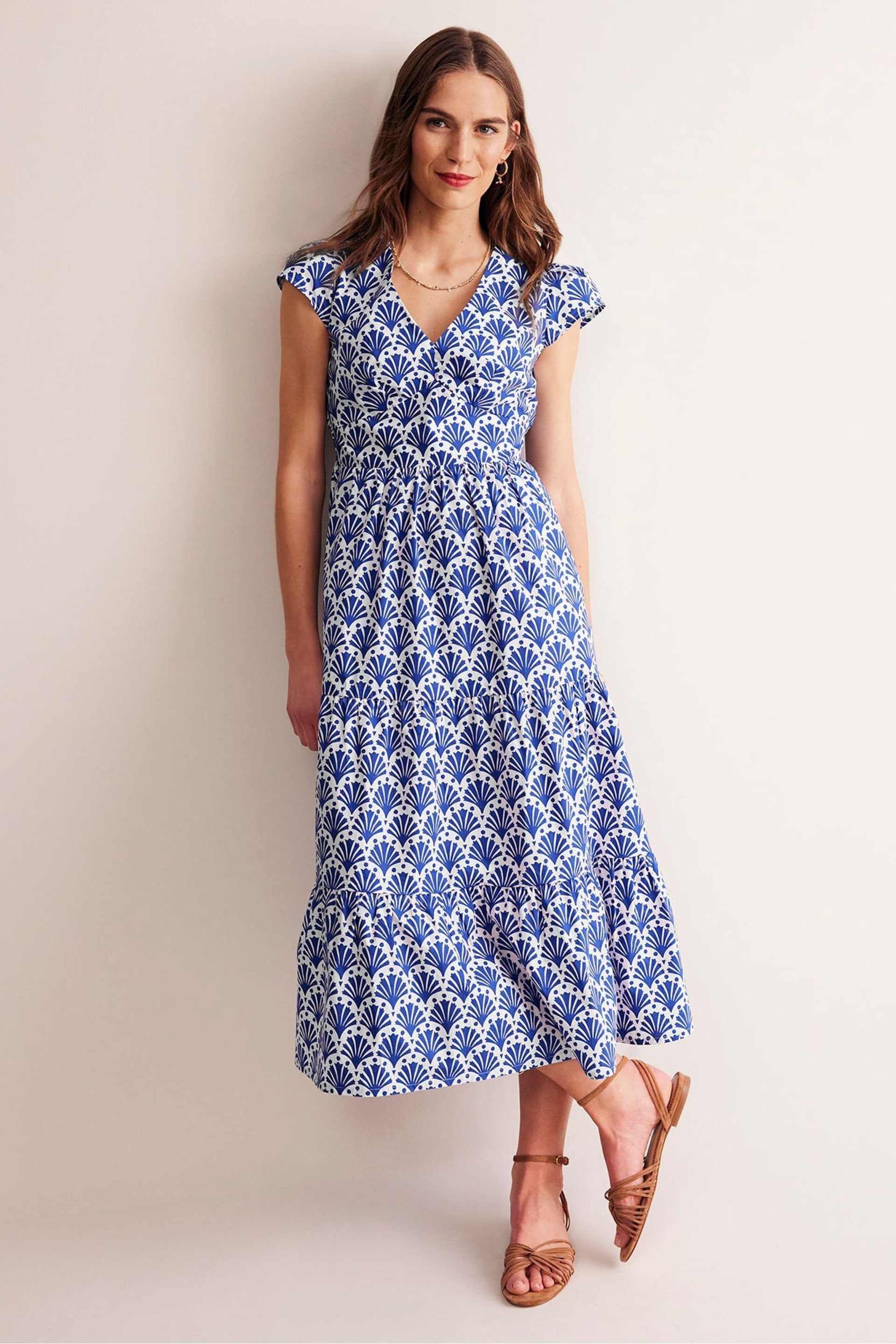 Boden Blue May Cotton Midi Tea Dress - Image 1 of 6