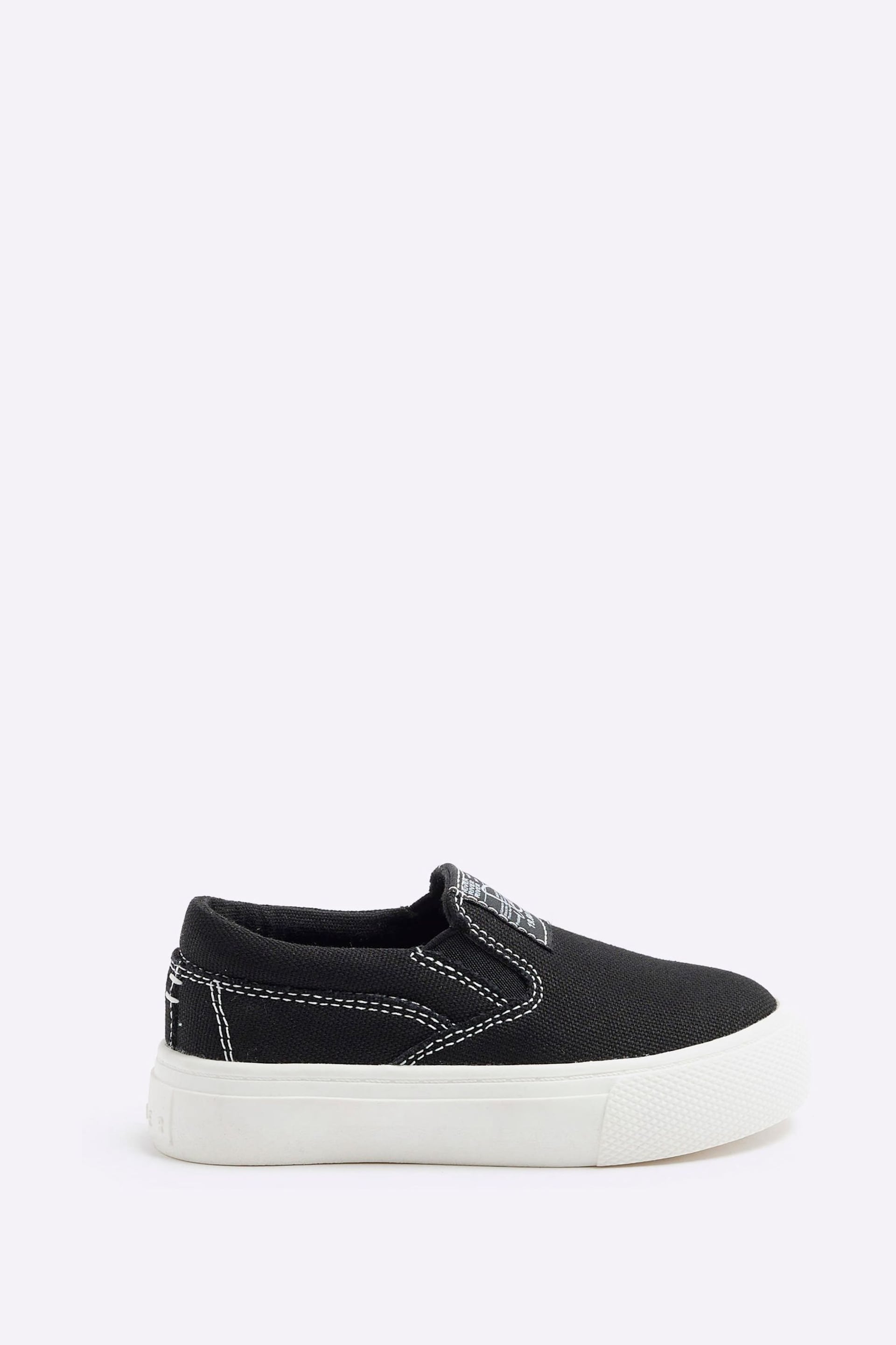 River Island Black Boys Canvas Slip-Ons Trainers - Image 1 of 4