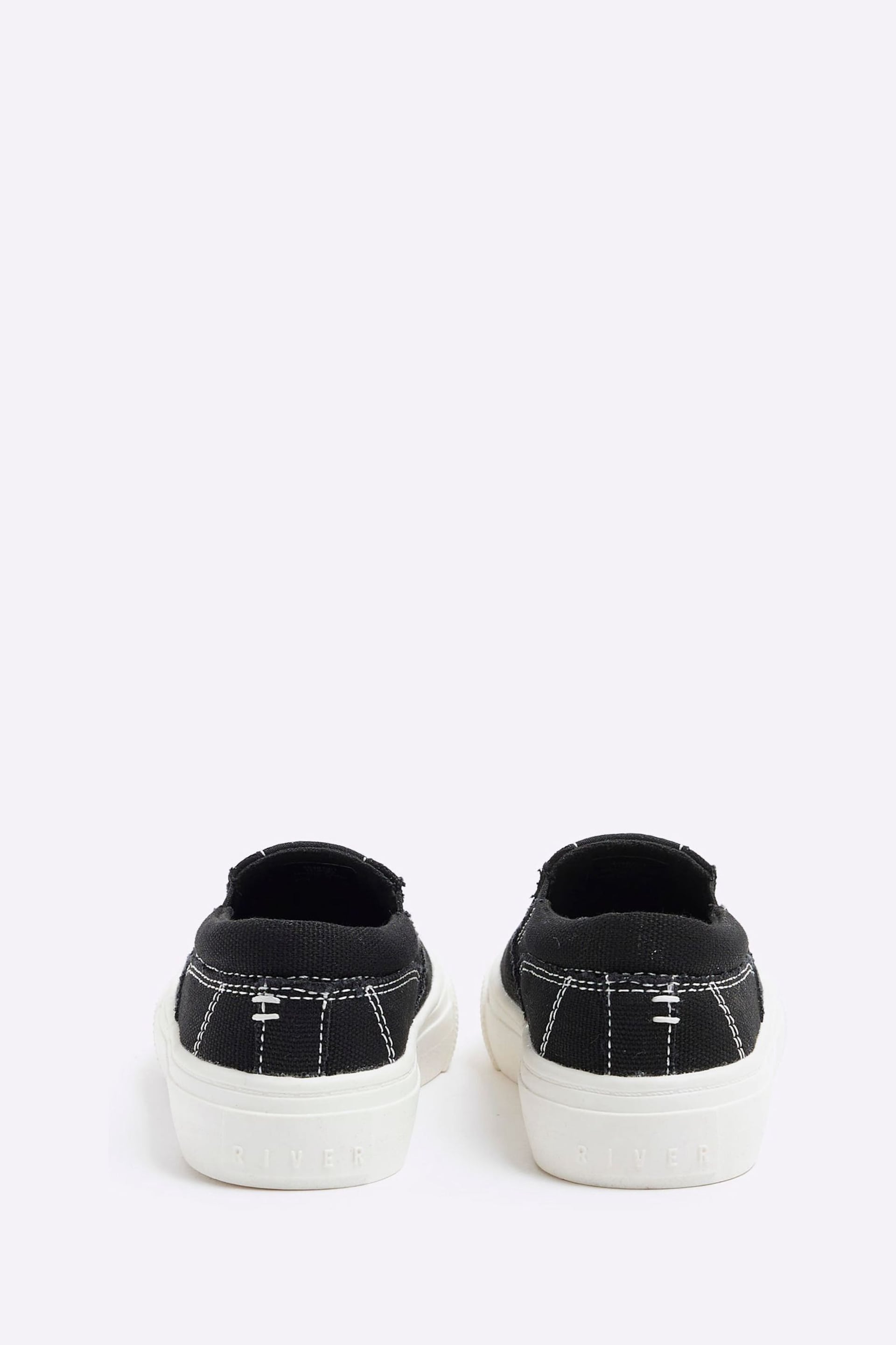 River Island Black Boys Canvas Slip-Ons Trainers - Image 2 of 4