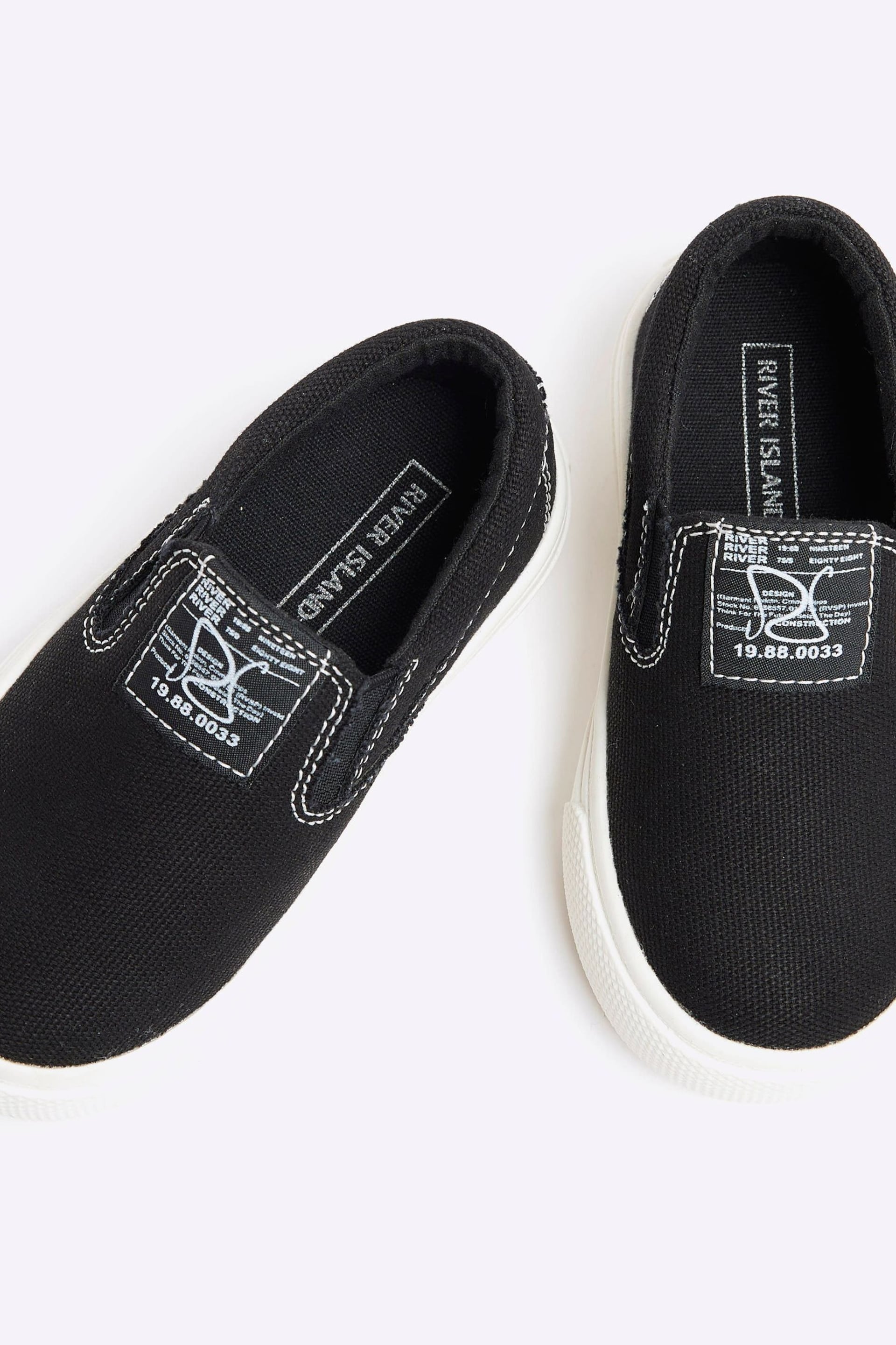 River Island Black Boys Canvas Slip-Ons Trainers - Image 3 of 4