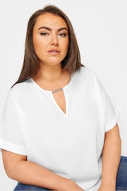 Yours Curve White Notch Neck Blouse - Image 4 of 5