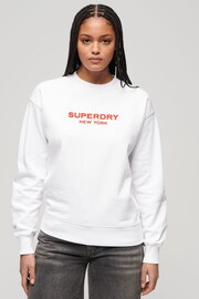 Superdry White Sport Luxe Crew Sweatshirt - Image 1 of 6