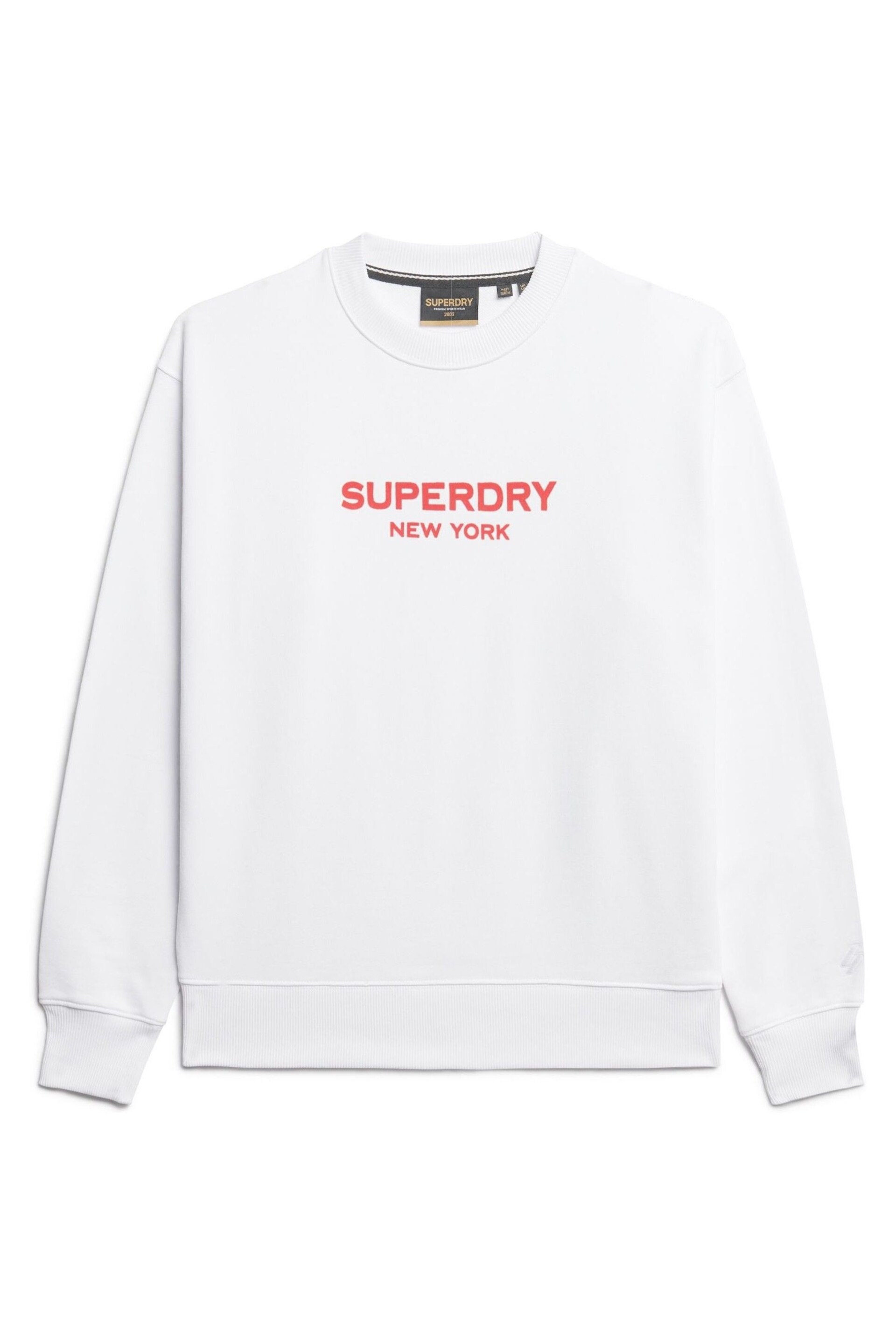 Superdry White Sport Luxe Crew Sweatshirt - Image 4 of 6