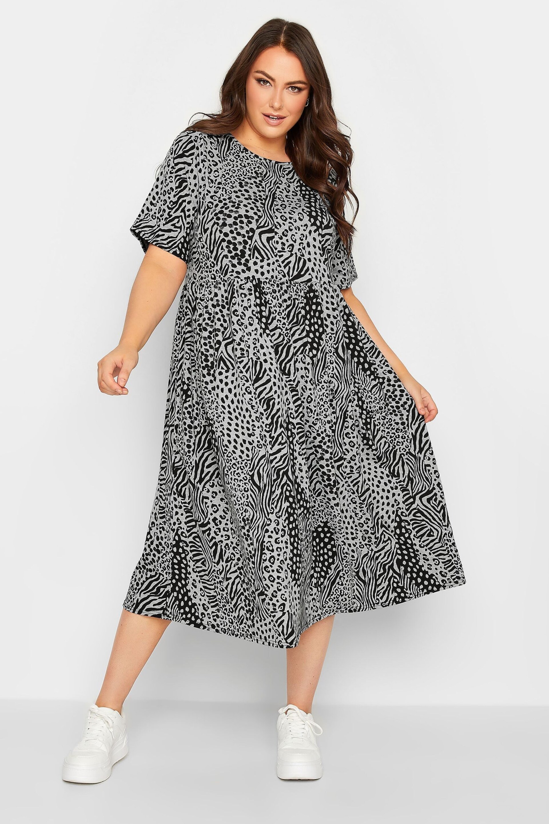 Yours Curve Grey Smock Dress - Image 1 of 4