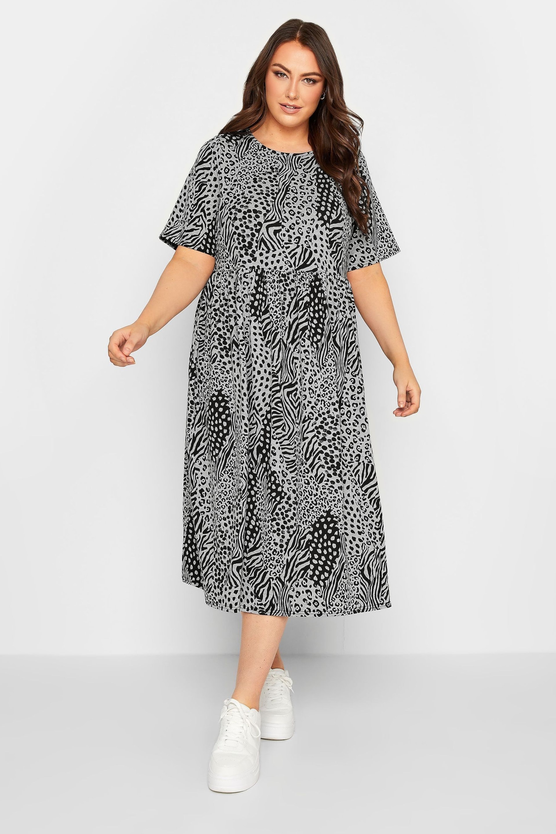 Yours Curve Grey Smock Dress - Image 3 of 4