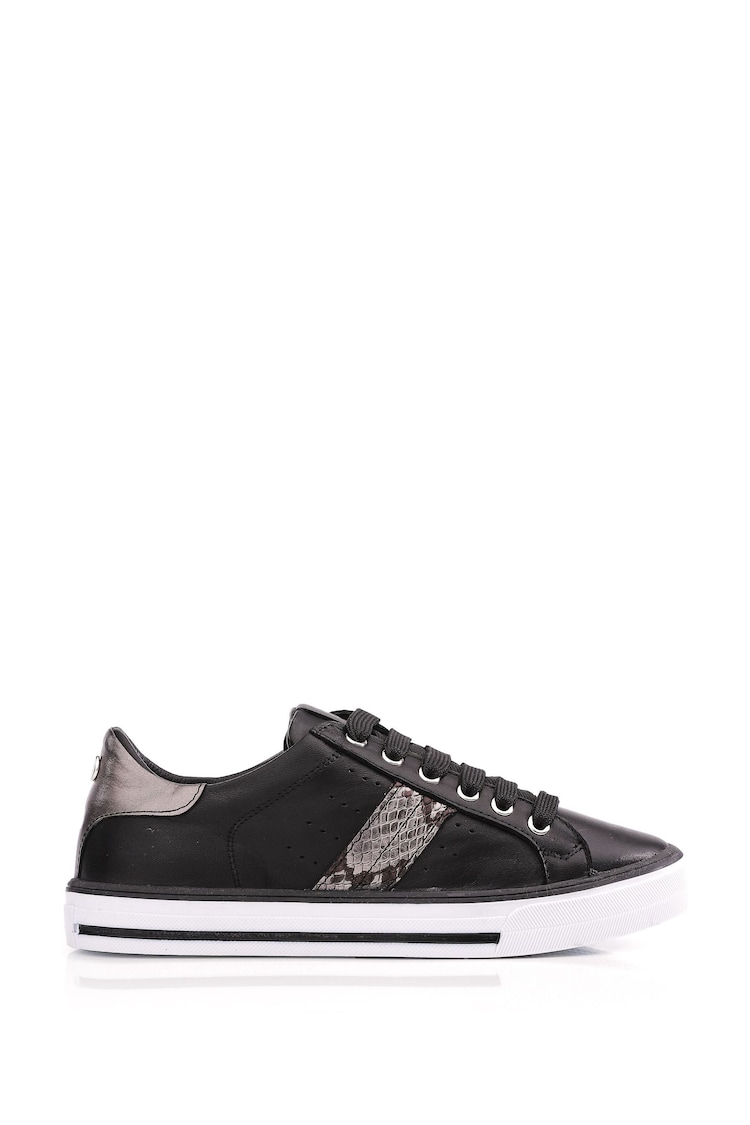 Moda in Pelle Alberry Side Stripe Lace Up Black Trainers - Image 1 of 5