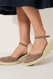 Crew Clothing Leather Jute Wedge Heel Espadrilles - Image 1 of 5