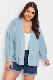 Yours Curve Blue Pointelle Balloon Sleeve Jumper - Image 1 of 5