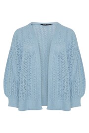 Yours Curve Blue Pointelle Balloon Sleeve Jumper - Image 5 of 5