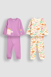 JoJo Maman Bébé Lilac Dino Pyjamas 2 Pack - Image 1 of 9