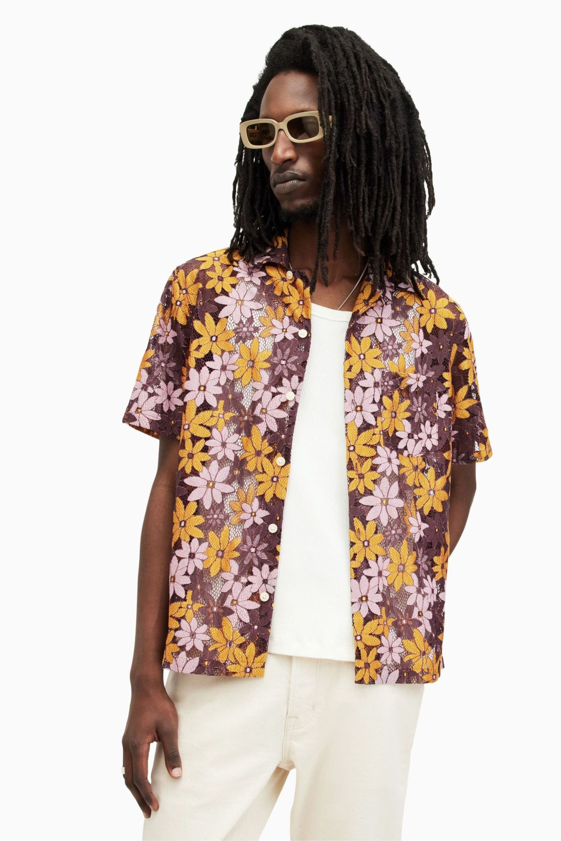 AllSaints Purple Visalia Shirt - Image 1 of 7