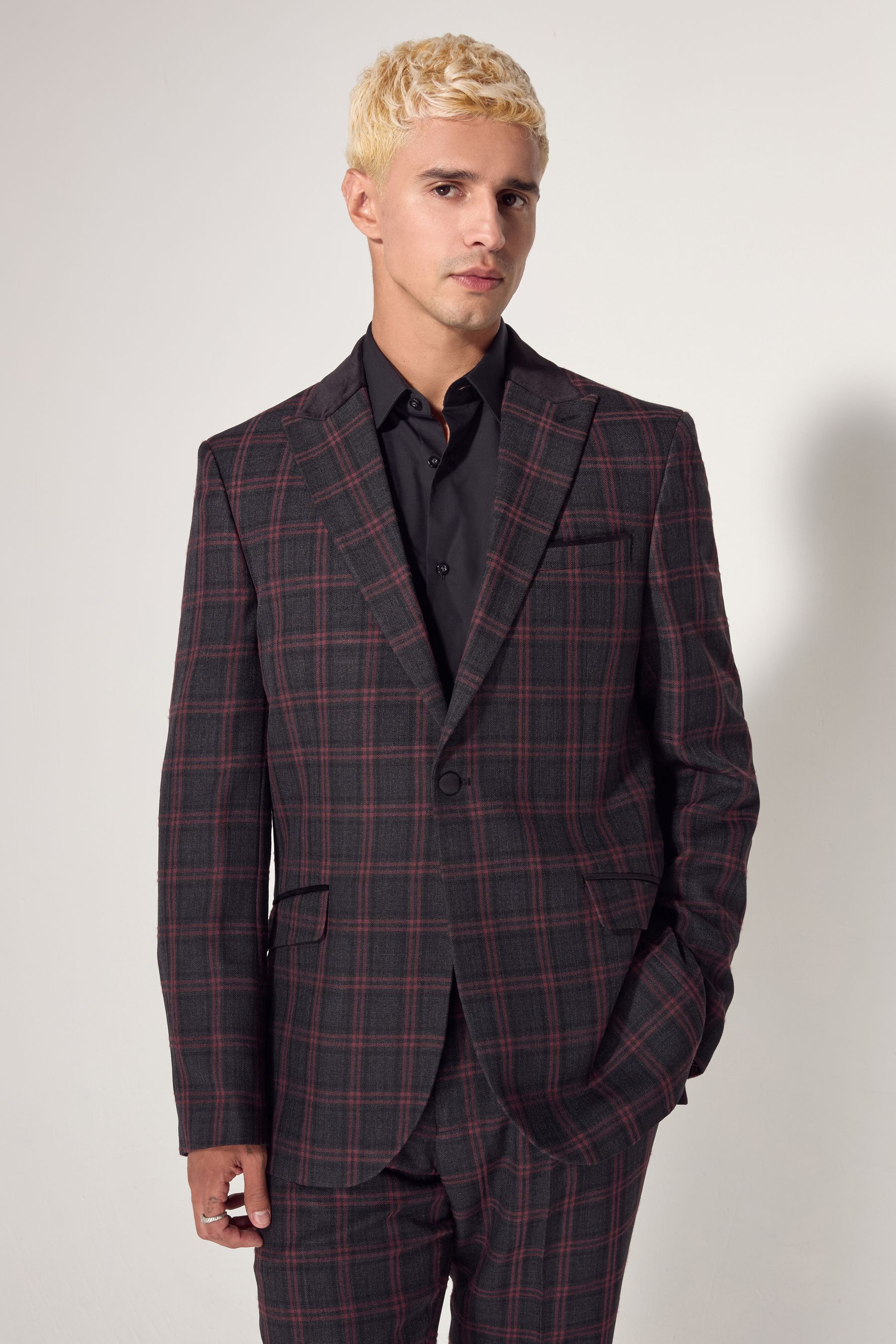 Buy Black Red EDIT Metallic Check Blazer from the Next UK online shop