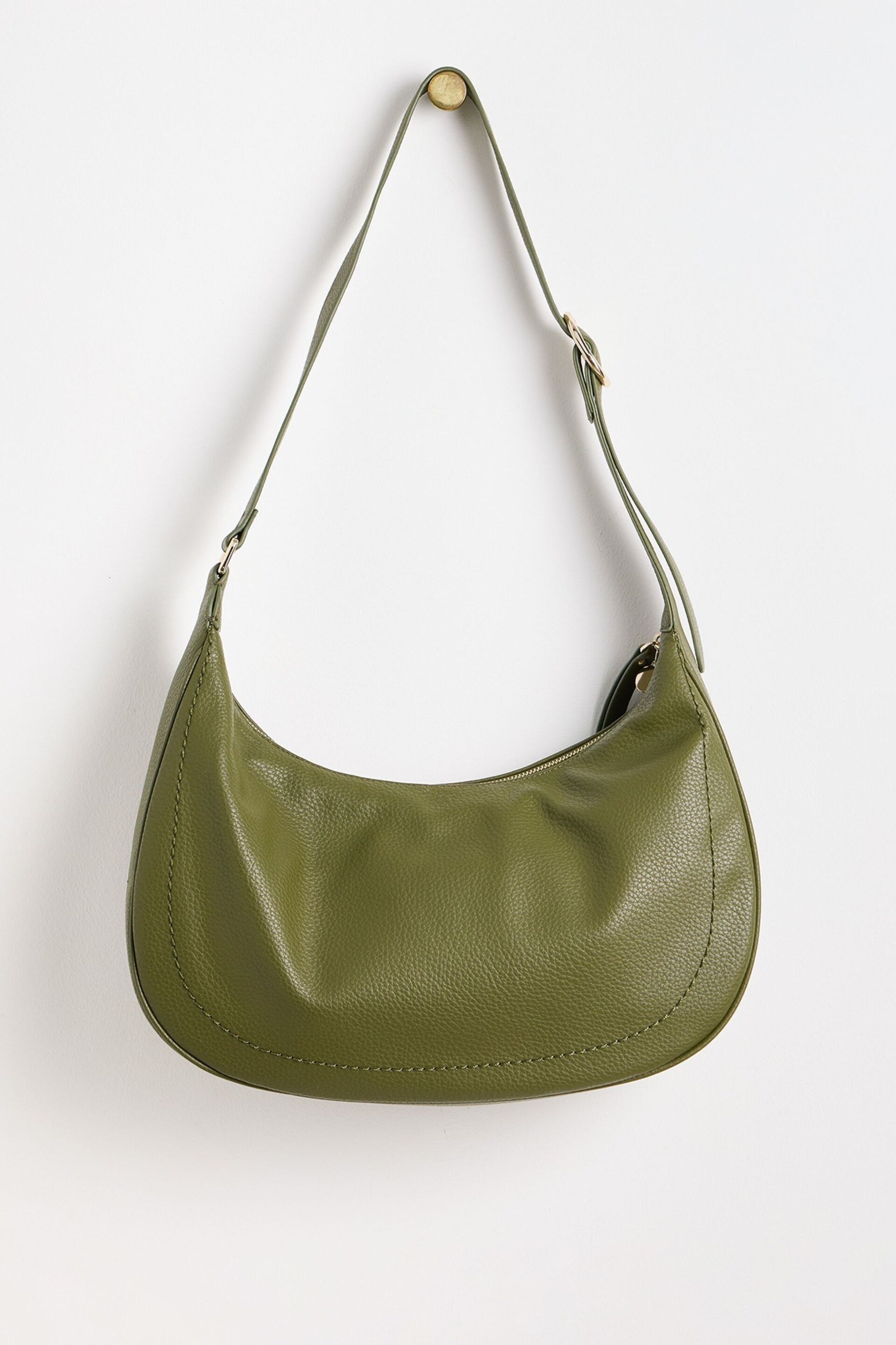 Oliver Bonas Green Ida Curved Sling Tote Bag - Image 4 of 7