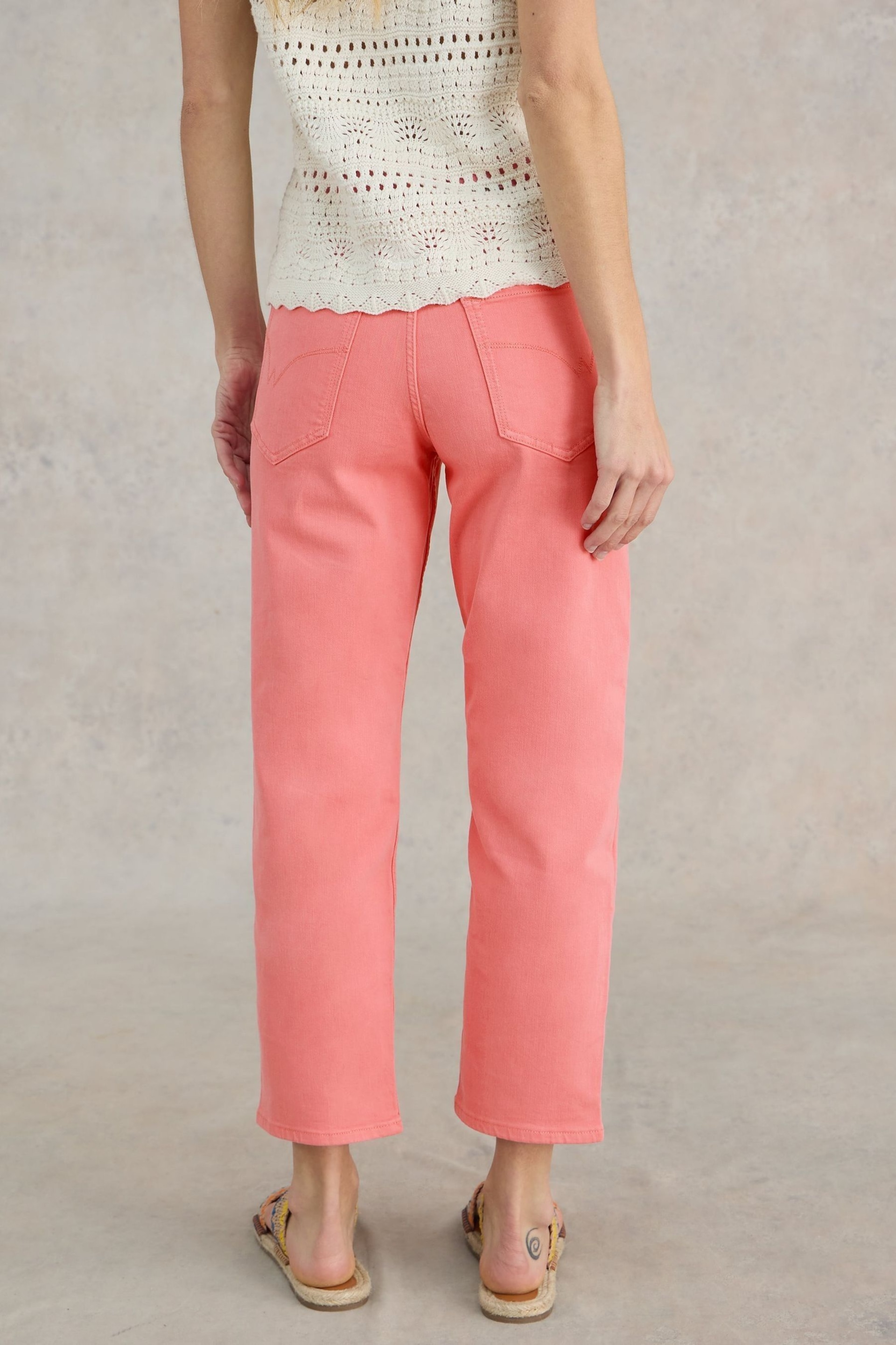 White Stuff Pink Blake Straight Crop Jeans - Image 2 of 7