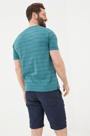 FatFace Blue Short Sleeve Stripe Henley T-Shirt - Image 2 of 5