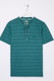 FatFace Blue Short Sleeve Stripe Henley T-Shirt - Image 5 of 5