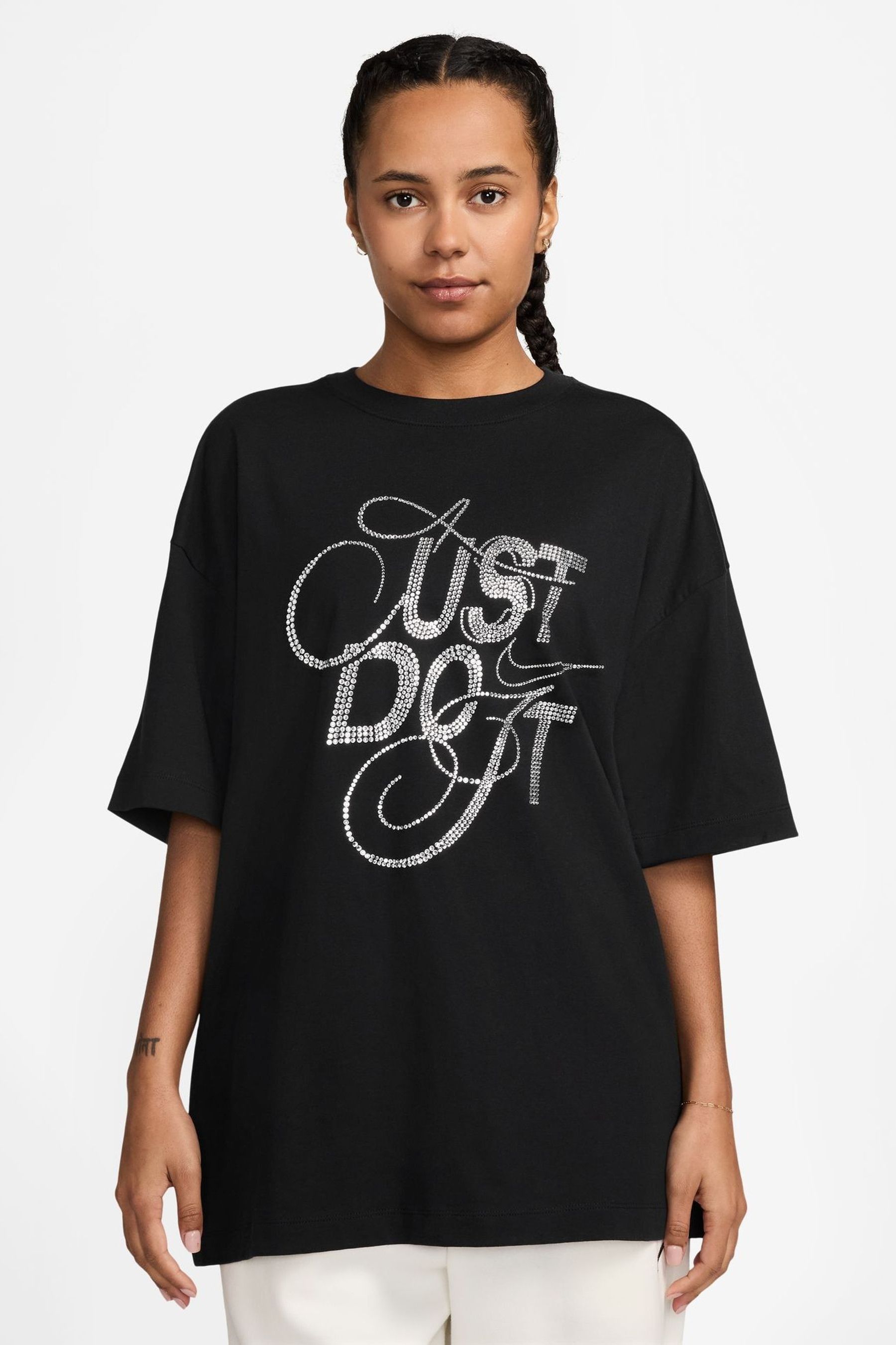 Buy Nike Black Oversized Short Sleeve Graphic Slogan T Shirt from the Next UK online shop