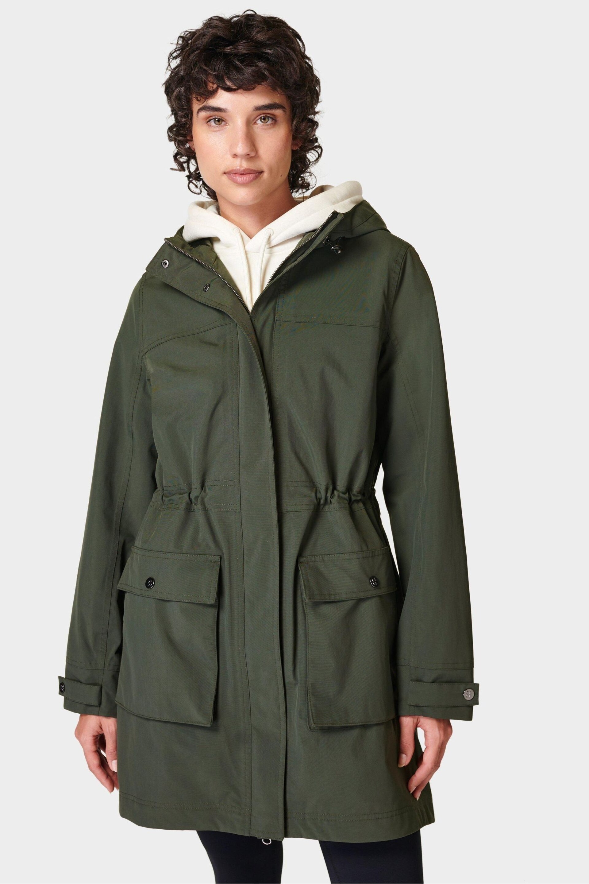 Sweaty Betty Dark Forest Green Stride Waterproof Parka - Image 1 of 9