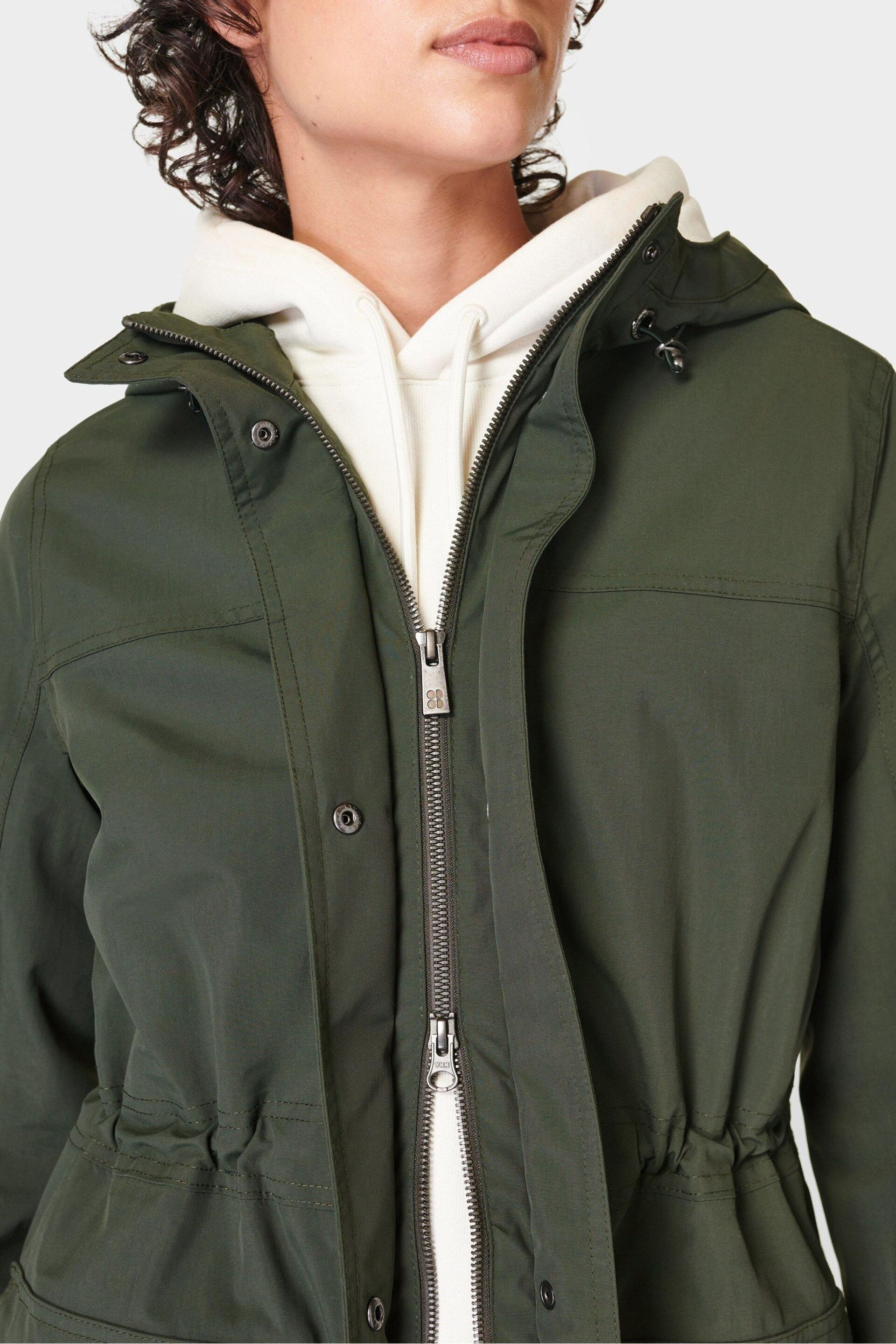 Sweaty Betty Dark Forest Green Stride Waterproof Parka - Image 8 of 9