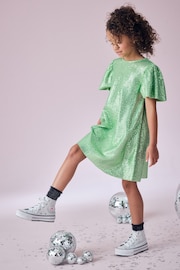 Green Sparkle Angel Sleeve Party Dress (3-16yrs) - Image 1 of 8