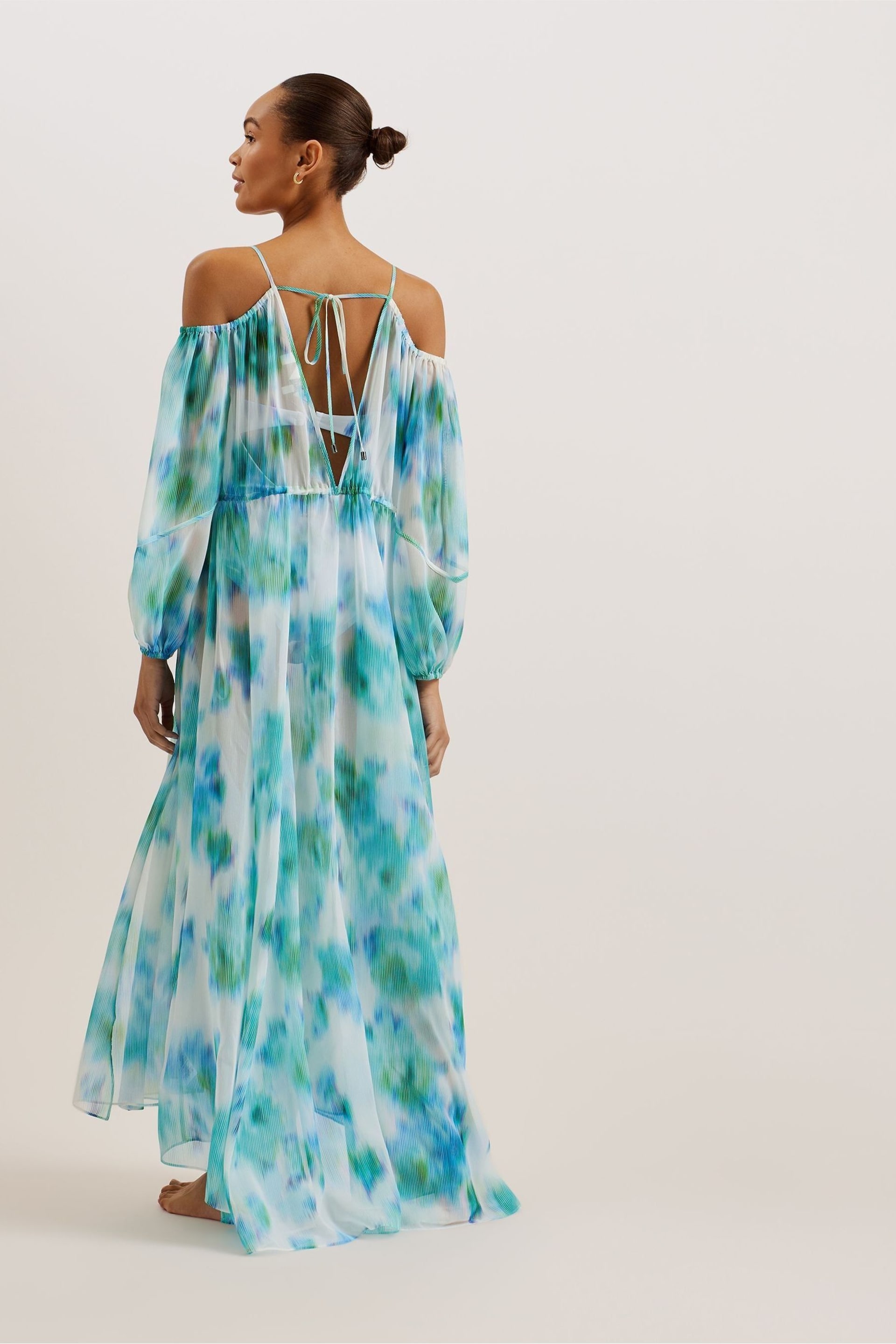 Ted Baker Multi Meriann Maxi Cover-Up With Cold Shoulder - Image 4 of 5