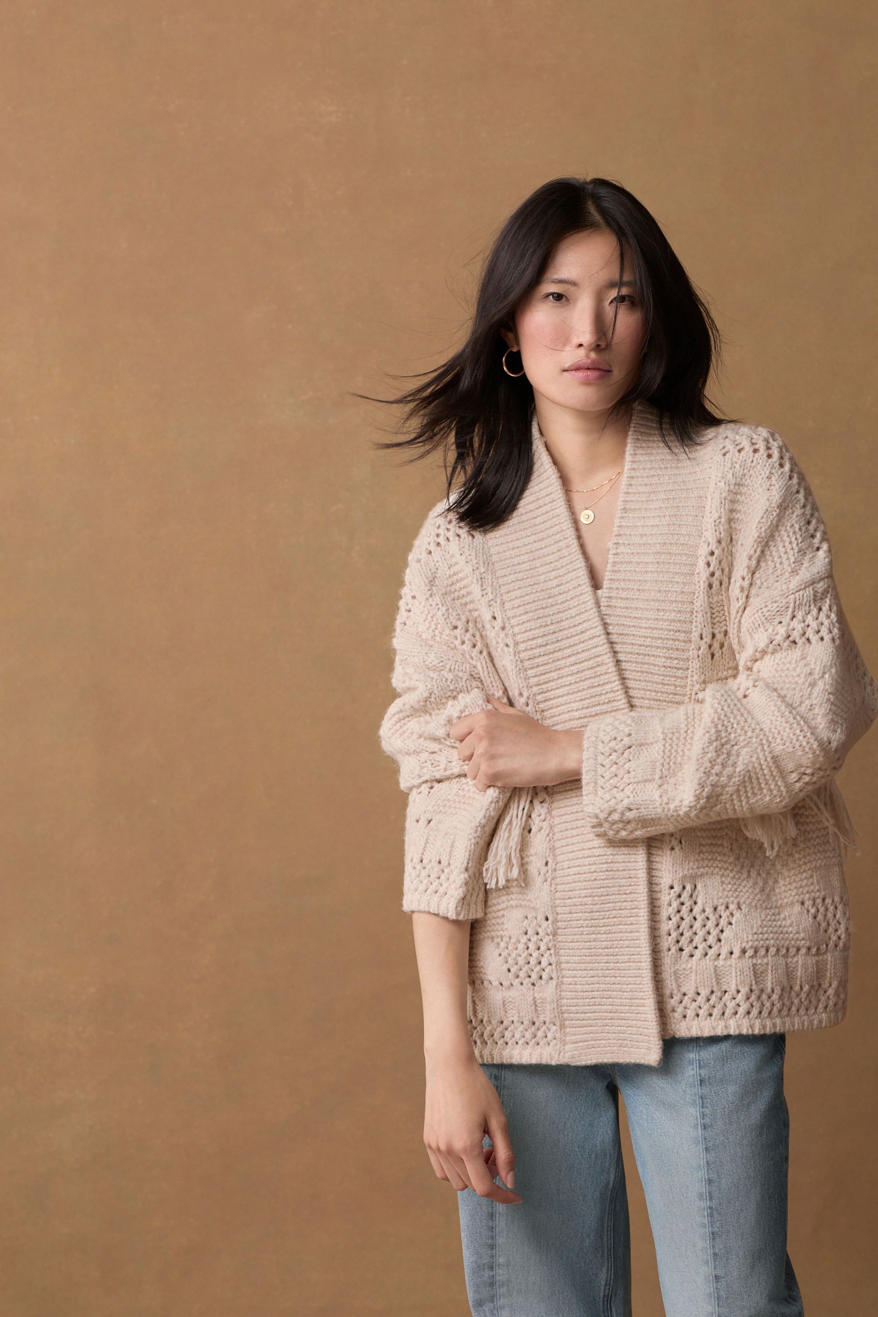 Buy White Ecru Soft Touch Fringe Knitted Cardigan from Next Luxembourg