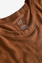 Gap Brown Linen Blend Short Sleeve T-Shirt - Image 3 of 3