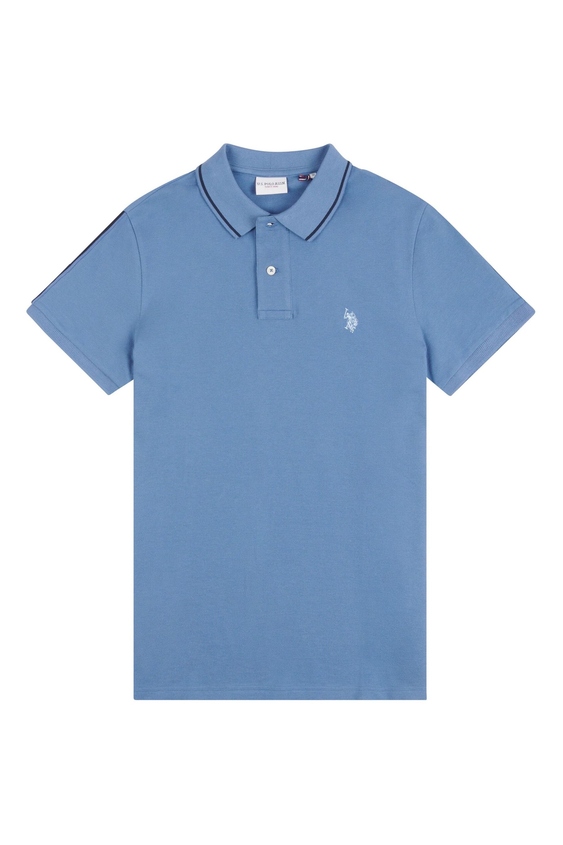 U.S. Polo Assn. Mens Blue Regular Fit Taped Polo Shirt - Image 5 of 7