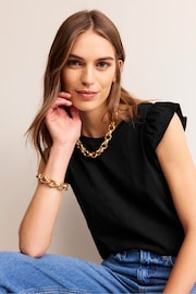 Boden Black Cotton Flutter Top - Image 4 of 5