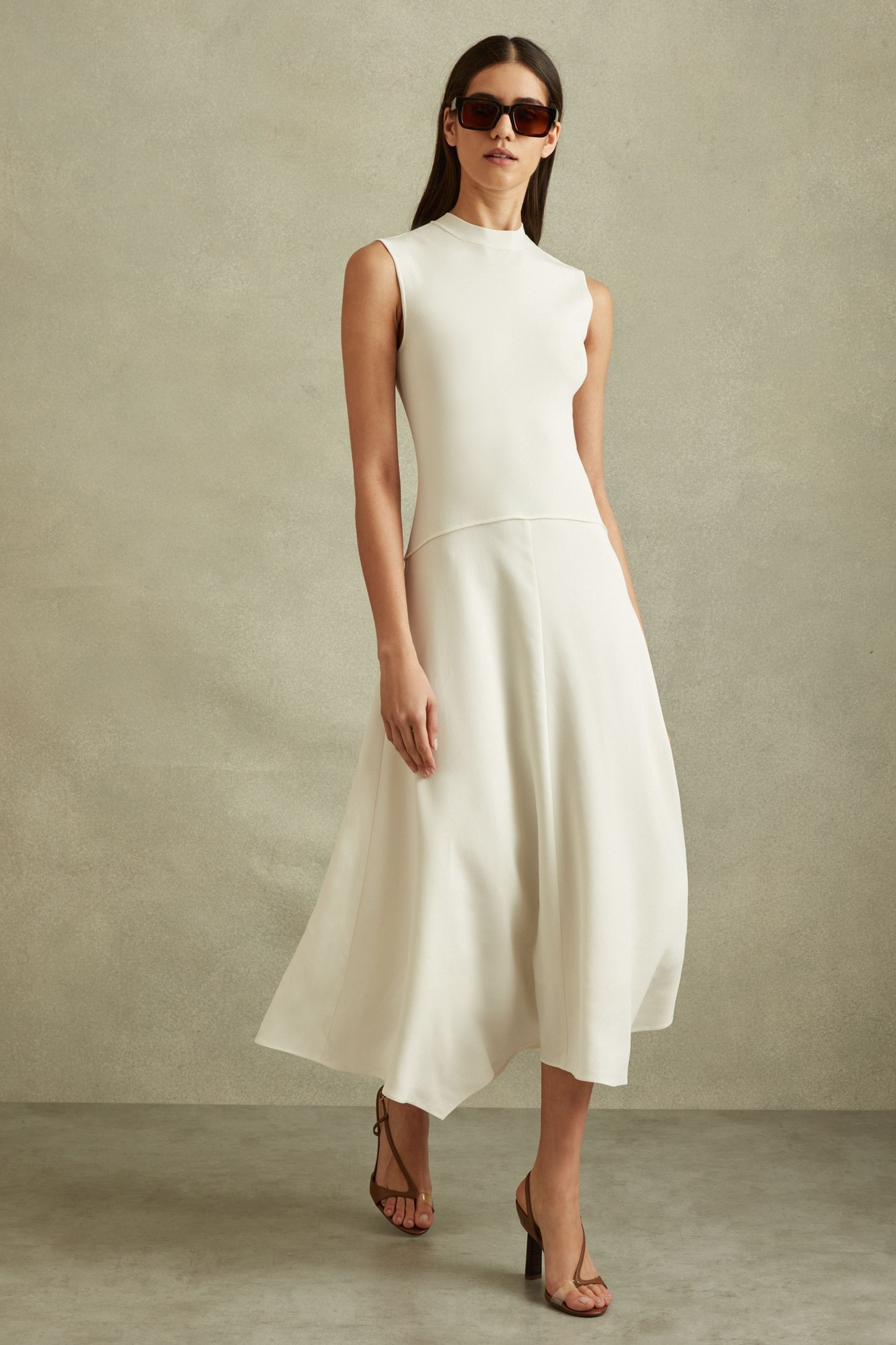 Buy Reiss Ivory Lani Hybrid Knit Tie Back Midi Dress from Next Canada