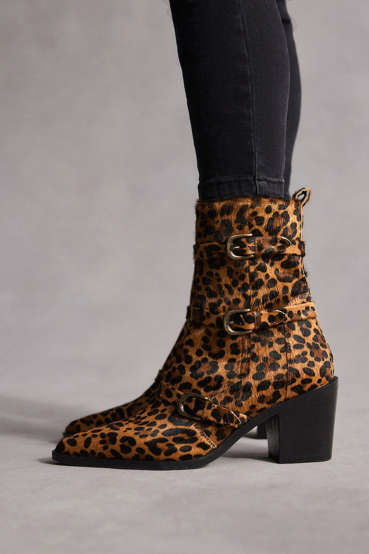 Leopard Tabitha Simmons Buckle Jenna Ankle Boots - Image 1 of 10