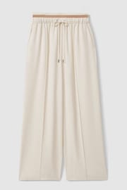 Reiss Cream Fleur Waistband Detail Wide Leg Trousers - Image 2 of 6