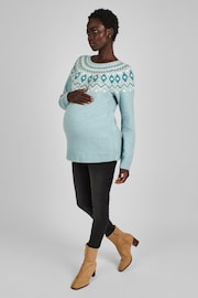 JoJo Maman Bébé Sage Green Fair Isle Maternity & Nursing Jumper - Image 3 of 4