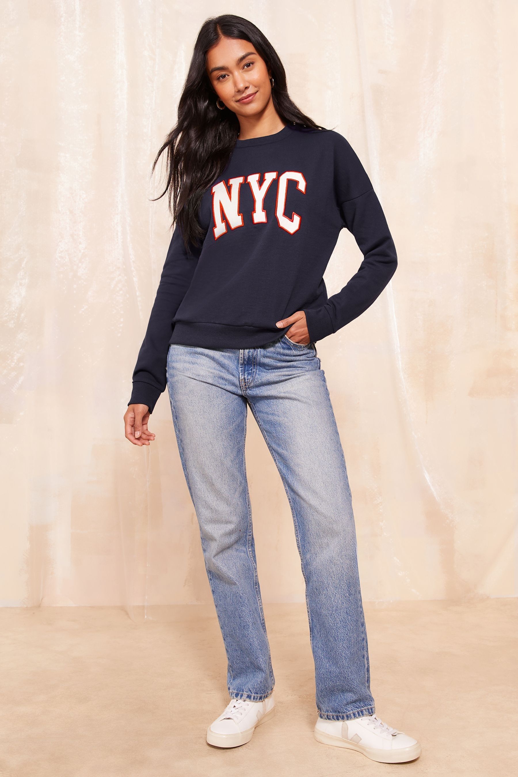 Buy Friends Like These Navy Blue Long Sleeve Crew Neck Sweatshirt from the Next UK online shop