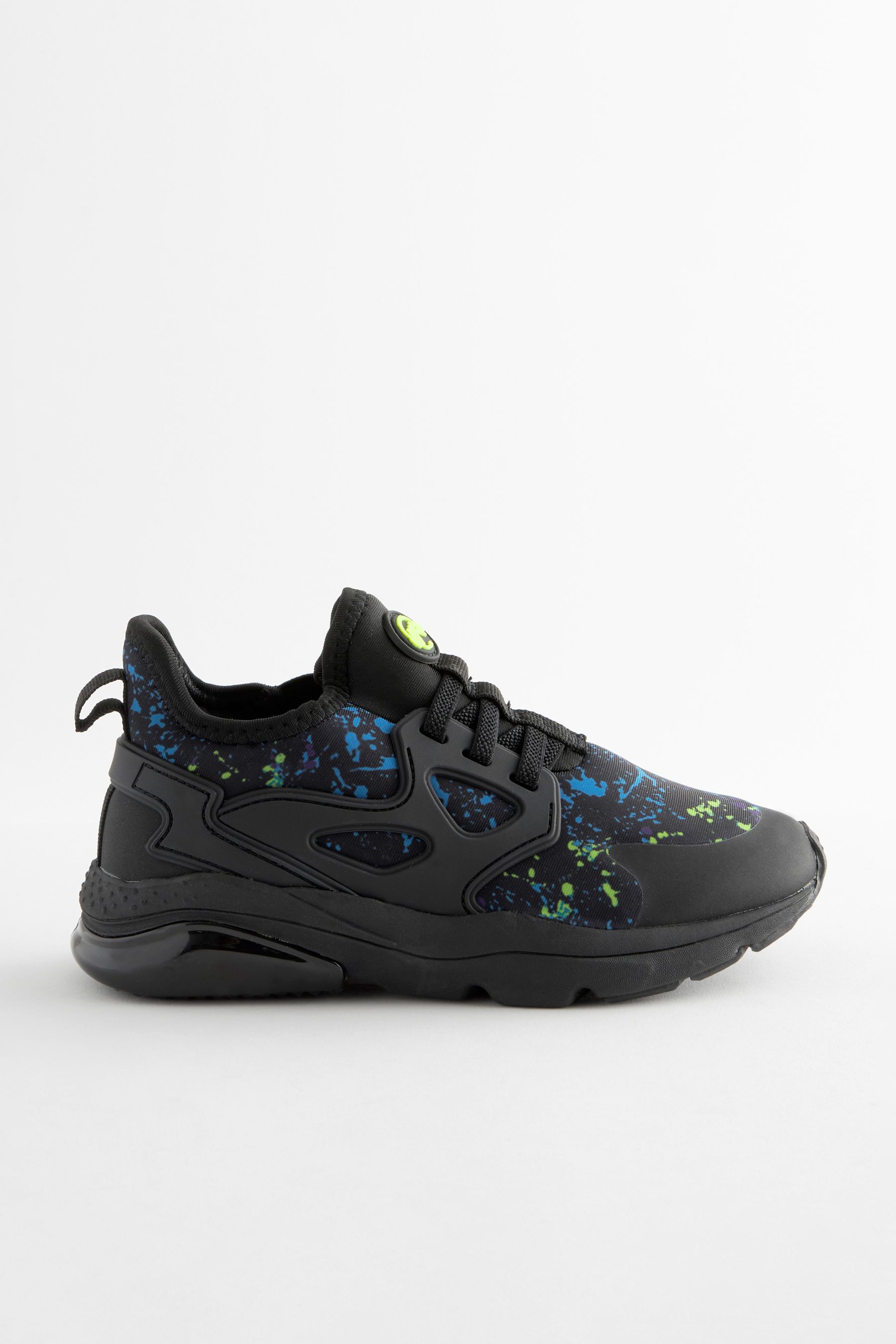 Buy Black Splat Elastic Lace Trainers from Next Kazakhstan