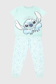 Brand Threads Blue Ladies 100% Cotton Disney Stitch Pyjama Set - Image 1 of 5