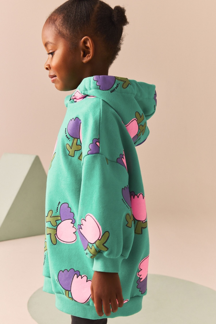 Green Hooded Sweat Dress (3mths-7yrs) - Image 2 of 4