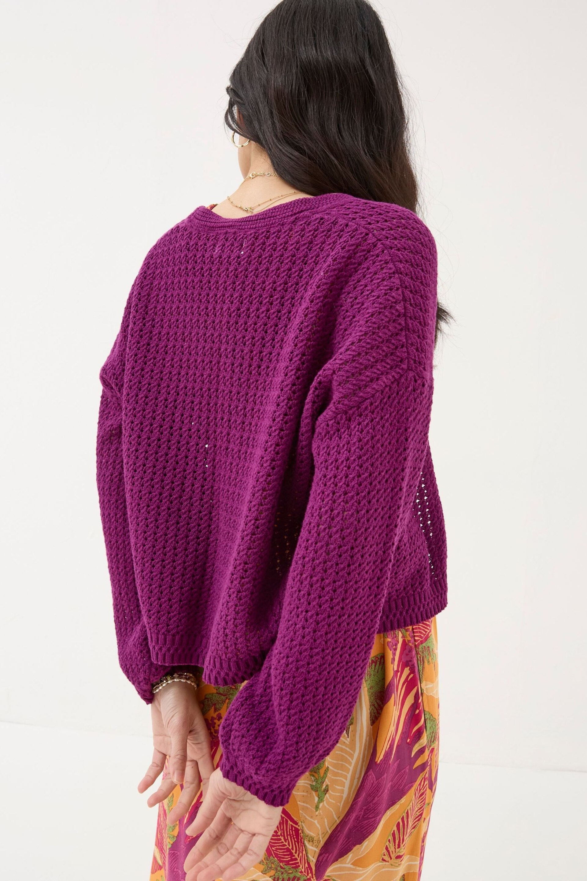 FatFace Red Anna Open Stitch Cardigan - Image 2 of 5
